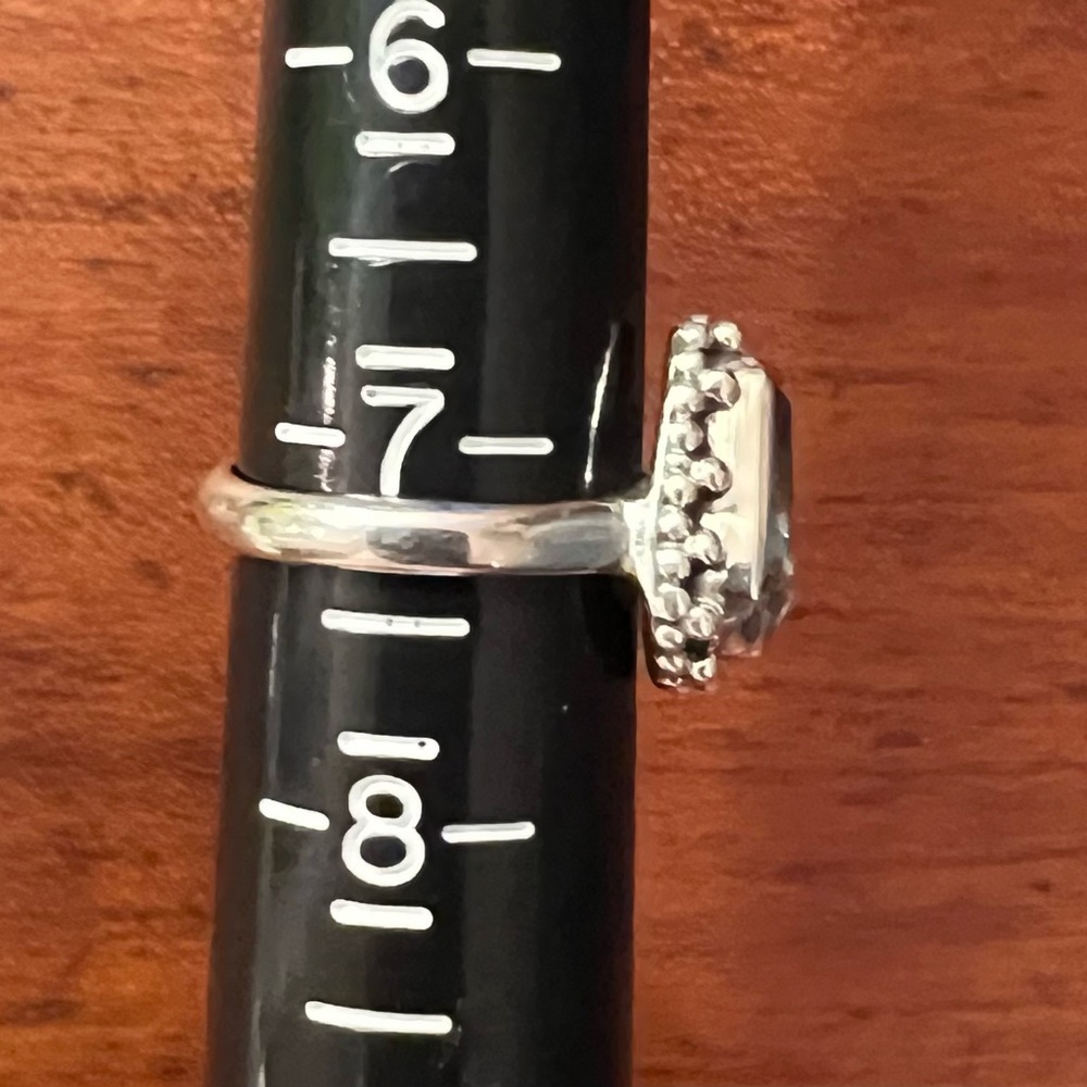 Artisan Sterling Silver Coffin-Cut Pale Blue Topaz Gemstone Ring EUC 7 #381 - Picture 8 of 8
